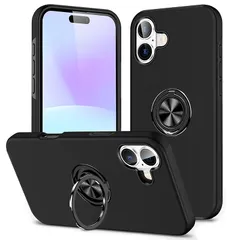 【新品】 iPhone 17 用 ケース リング付き 耐衝撃 落下衝撃吸収 TPU PC 車載ホルダー対応 スタンド機能 スマホケース 防塵 滑り止め 落下防止 擦り傷防止 取り出し易い 一体型 全面保護カバー アイフォン17 用 カバー(ブラック)