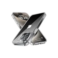 NIMASO ケース iPhone15Pro用 クリア ケース 黄変防止 耐衝撃 米軍MIL規格 SGS認証 PC背面 傷つけ防止 バンパー ワイヤレス充電対応 ストラップホール付き アイフォン15プロ対応 スマホケース（氷星シリーズ） NSC23H747 0