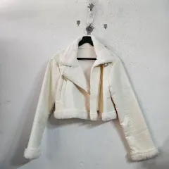 アイボリーファー裏地 クロップド ムートン ジャケット