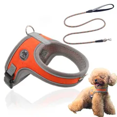 新品 GIIPET-犬 ハーネス リードセット 夜間反射 後ずさり抜けないハーネス犬用パワーハーネス 喉に優しい ネームプレート ドッグハーネス 引っ張り防止 首締め防止効果きペット用首輪 サイズ調節可能 窮屈感ゼロ 脱出防止 軽量 通気性 快適 犬用胴輪 中