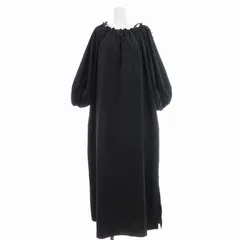 シップス SHIPS ショルダーリボンギャザーワンピース ロング 長袖 1 S相当 黒 ブラック /MM