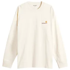 【送料無料】 カーハート メンズ Tシャツ トップス Carhartt WIP Long Sleeve American Script TShirt Natural