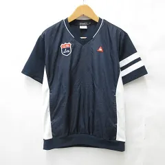 ルコックスポルティフ le coq sportif ゴルフ スポーツウエア ジャケット スニード  半袖 Vネック メッシュ 紺 白 ネイビー ホワイト  LL