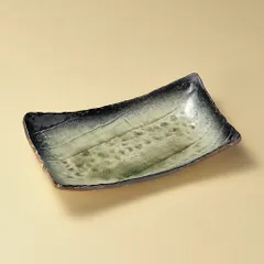 均窯グリーン手作り長角皿（大）