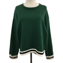 ザラ ZARA トレーナー スウェット プルオーバー ラウンドネック 切替 リブ ライン 長袖 USA L 緑 白 グリーン ホワイト