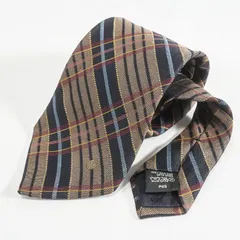 美品 dunhill ダンヒル ネクタイ 高級 シルク100% ストライプ チェック ブラウン ブラック ビジネス フォーマル メンズ 大剣幅9.5cm 英国 ブランド