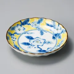 黄彩花紋菊形５.０皿