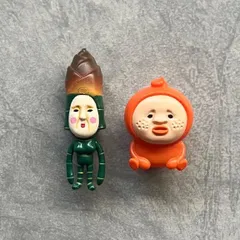 【2個セット】こびとづかん タケノカグヤ　ミカンキツケ 果物　フィギュア　おすわりマスコット　 こびと図鑑　こびとずかん　小人図鑑　バスボール　バスボム　入浴剤　フルーツバスケット　イチゴクレナイ　カクレモモジリ　スモモノウチ　レモンスマシ