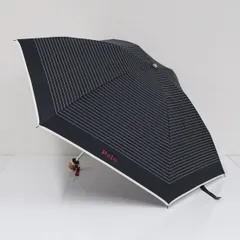 折りたたみ日傘 POLO RALPH LAUREN ポロラルフローレン USED美品 一級遮光 晴雨兼用 ボーダー UV 50cm ロゴ ブラック FA9253