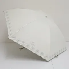折りたたみ日傘 LANVIN COLLECTION ランバンコレクション USED品 薔薇 フラワー 遮光 UV ホワイト 48ｃｍ FA9341