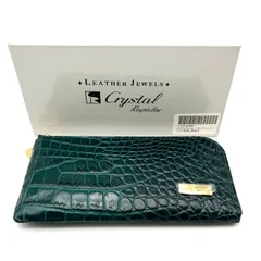 【中古】美品 LEATHER JEWELS レザージュエルズ クロコ 型押し イントゥー レザー 長財布 フラグメント ケース fY11340N
