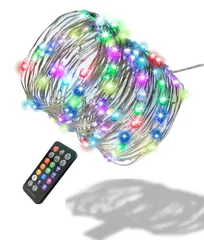 ） 100球 10m （ ~全12色マルチカラー発色タイプ~ USB給電式 極細ストレート イルミネーションライト LED 発光 多色 - 1つのライトで12色！ カラフラ