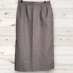 B1412 ヴィンテージ Vintage ひざ丈 タイトスカート グレー 無地 ウール 裏地あり