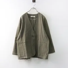 美品 2024AW エヴァムエヴァ evam eva コットンリネンジャケット M＼グレージュ Vネック 羽織り【2400014784435】のサムネイル