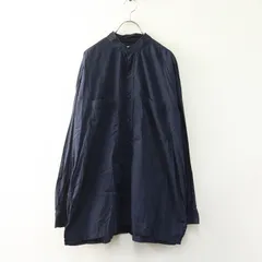 メゾンドソイル オム maison de soil homme コットン バンドカラー シャツ 2｜ネイビー トップス ブラウス【2400014813746】