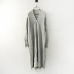 23区 オンワード樫山 ウールショールカラーニットワンピース 38＼グレー フレア ドレス ロング【2400014821789】