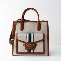 美品 定価77000円 ローレンラルフローレン LAUREN RALPH LAUREN Symone キャンバスラージ 2WAYトートバッグ┃//【2400014833362】