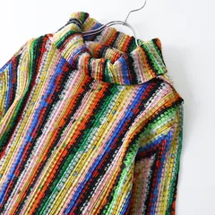 美品 プリーツプリーズ PLEATS PLEASE ISSEY MIYAKE マルチストライプ タートルネックコクーンワンピース 3┃//ドレス【2400014833386】のサムネイル
