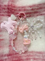 ハンドメイド可愛いビーズストラップ 1点物