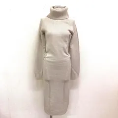 eimy istoire ラインポイントタートルニットワンピース 透かし編みライン入り ベージュ FREE ※ペチコート欠品