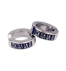 イヤーカフ 両耳 ローマ数字 ブラック 黒 シルバー メンズ フェイク ピアス穴不要 かっこいい リング フープ ２つ入り