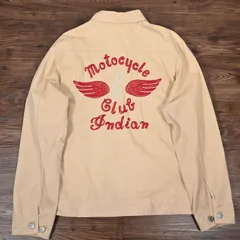 Indian Motocycle　インディアンモトサイクル　ジャケット　ジップアップ　ベージュ　刺繍　アメカジ　バイク　Lサイズ