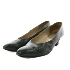 サルヴァトーレフェラガモ Salvatore Ferragamo パンプス ヒール アーモンドトゥ レザー 7 緑 グリーン /AN8