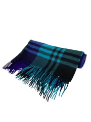 ジョシュアエリス 大判マフラー ネイビー ショール カシミヤ チェック柄 ITJOURMDS5FK