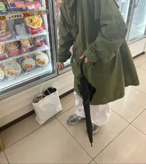 FREAK'S STORE フリークスストア モッズコート S カーキ コットン ナイロン 無地 ブランドロゴ ロング丈 フードなし