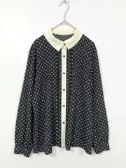SHIPS any シップスエニィ ドット ジョーゼット ポイントカラー ブラウス シャツ sizeF/黒  ■■ レディース