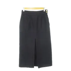 グリーンレーベルリラクシング ユナイテッドアローズ green label relaxing スカート タイト ロング ボックスプリーツ タック 厚手 36 紺 ネイビー /AH17