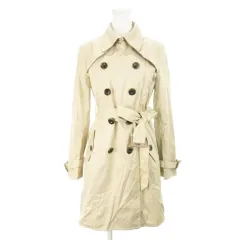 アンドバイピー&ディー ピンキー&ダイアン & by P&D コート トレンチ スプリング ダブル ミドル丈 ベルト 総柄裏地 38 ベージュ /AH17