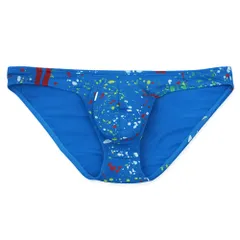 ビキニブリーフ メンズ ブリーフパンツ ローライズ 綿95% 立体縫製 フィット ストレッチ 透けにくい セクシー ペイント柄 大きいサイズ おしゃれ 黒 赤 青 e046