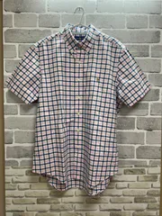 【H3-96】△ RALPH LAUREN　Mサイズ　半袖ボタンダウンシャツ　ピンク/青/白　チェック柄