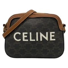 CELINE(セリーヌ) ショルダーバッグ トリオンフキャンバス ダークネイビー×ベージュ×ダークブラウン レザー
