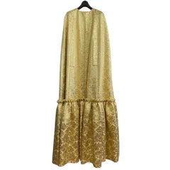 未使用 21SS DOLCE&GABBANA ドルチェ＆ガッバーナ 裏地シルク100％ ジャガード刺繍 ポンチョ ロングコート 36 ゴールド レディース 古着 中古 USED