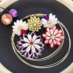 【特別価格】一点物/卒業式髪飾り 成人式髪飾り/ウエディング ヘッドパーツ 結婚式 色打掛 サテンつまみ細工 濃紫