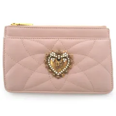 美品 DOLCE&GABBANA ドルチェ&ガッバーナ ディヴォーション フラグメントケース コンパクトウォレット 財布 ピンクベージュ レディース 古着 中古 USED