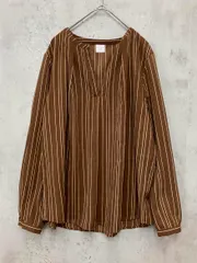 URBAN RESEARCH DOORS アーバンリサーチドアーズ DR06-23E603 ストライプフロントタック ブラウス シャツ sizeONE/茶 ■■ レディース