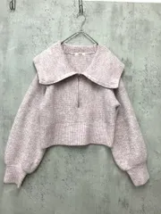 one after another NICE CLAUP ワンアフターアナザーナイスクラップ 0122050260 ハーフジップセーラーカラー ニット セーター sizeF/ピンク系 ◆■ レディース