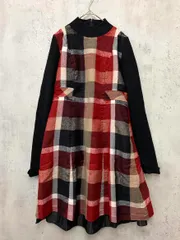 BLUE LABEL CRESTBRIDGE ブルーレーベル クレストブリッジ 55J20--445-16 ジャガードドレス ワンピース size38/黒×チェック ◆■◎レディース