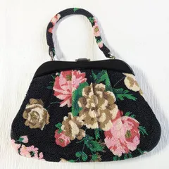 美品★和装バッグ 総ビーズ ハンドバッグ アンティーク 昭和レトロ ヴィンテージ がま口 300