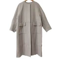 美品 Drawer ドゥロワー ウールビーバーケヌキ ノーカラーコート 6525-234-0752 サイズ34 グレー レディース 古着 中古 USED