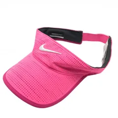 【美品】ナイキゴルフ サンバイザー 蛍光ピンク×白 立体ロゴ  ONE SIZE FITS MOST/56cm   ゴルフウェア NIKE