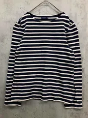 美品 SAINT JAMES セントジェームス 袖ロゴ カットソー sizeUSA 34/紺 ■■ レディース