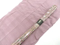 【一輝堂】和装小物 帯締め帯揚げセット 帯締 帯揚 変わり組 玄才 金糸 美品 26w02-1520