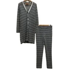 美品 MISSONI ミッソーニ  エンブロイダリー かぎ編みニット カーディガン パンツ セットアップ サイズ42 グレー レディース 古着 中古 USED