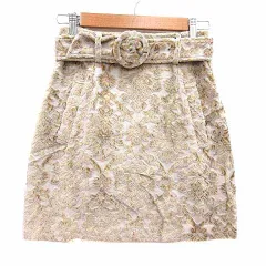 リリーブラウン Lily Brown 台形スカート ミニ 総柄 0 XS ベージュ /YK