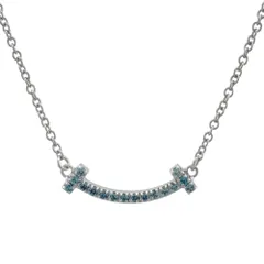 ティファニー Tスマイル ネックレス 18金 K18ホワイトゴールド ブルートパーズ レディース  TIFFANY&Co.  中古 ティファニー