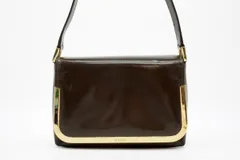 グッチ ワン ショルダーバッグ 007 2113 0278 フォーマル ゴールド金具 ロゴ パテントレザー 茶 ダークブラウン GUCCI 5407ｈ